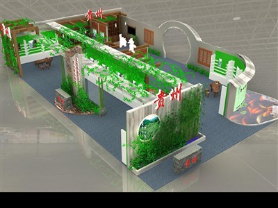 360平米展臺(tái)設(shè)計(jì)制作：三面開口/田園/木質(zhì)結(jié)構(gòu)/綠色，為茶博會(huì)展商而作（免費(fèi)使用）