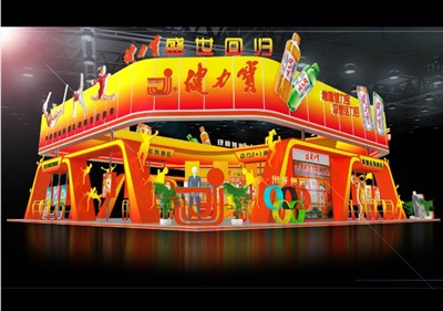 352平米展臺設計制作：四面開口/現(xiàn)代/木質結構/紅色，為茶博會展商而作（免費使用）