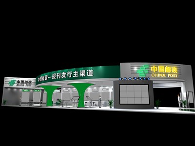 360平米展臺(tái)設(shè)計(jì)制作：三面開(kāi)口/現(xiàn)代/木質(zhì)結(jié)構(gòu)/綠色，為交通物流展展商而作（免費(fèi)使用）