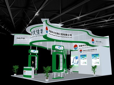 54平米展臺(tái)設(shè)計(jì)制作：三面開口/現(xiàn)代/型材結(jié)構(gòu)/綠色，為醫(yī)藥展展商而作（免費(fèi)使用）