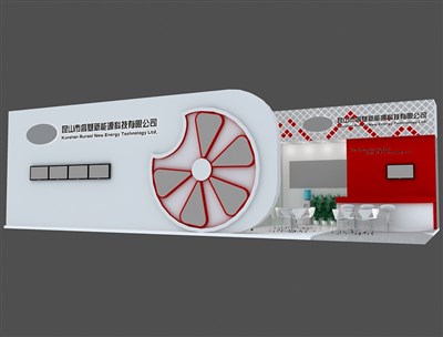 90平米展臺設(shè)計制作：三面開口/前衛(wèi)/木質(zhì)結(jié)構(gòu)/紅色，為光伏展展商而作（免費使用）