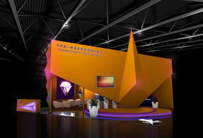 108平米展臺設(shè)計制作：三面開口/前衛(wèi)/木質(zhì)結(jié)構(gòu)/橙色，為工藝品展展商而作（免費使用）