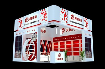 36平米展臺(tái)設(shè)計(jì)制作：二面開口/現(xiàn)代/木質(zhì)結(jié)構(gòu)/紅色，為工藝品展展商而作（免費(fèi)使用）