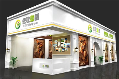 90平米展臺設(shè)計(jì)制作：二面開口/歐式/木質(zhì)結(jié)構(gòu)/白色，為工藝品展展商而作（免費(fèi)使用）