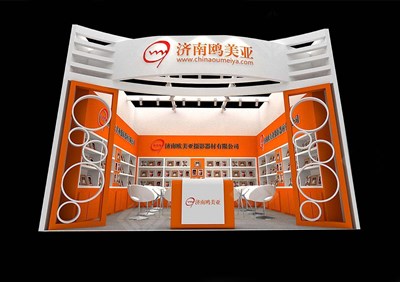 36平米展臺(tái)設(shè)計(jì)制作：一面開口/現(xiàn)代/木質(zhì)結(jié)構(gòu)/橙色，為工藝品展展商而作（免費(fèi)使用）