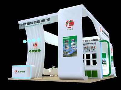 54平米展臺(tái)設(shè)計(jì)制作：四面開口/現(xiàn)代/木質(zhì)結(jié)構(gòu)/綠色，為寵物水族展展商而作（免費(fèi)使用）