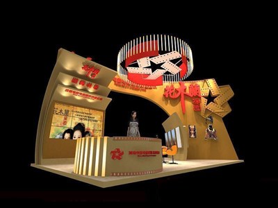 60平米展臺(tái)設(shè)計(jì)制作：三面開(kāi)口/現(xiàn)代/木質(zhì)結(jié)構(gòu)/黃色，為廣播媒體展展商而作（免費(fèi)使用）