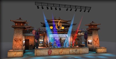 150平米展臺設計制作：三面開口/現(xiàn)代/木質結構/黃色，為游戲展展商而作（免費使用）