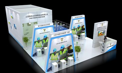 117平米展臺設(shè)計(jì)制作：三面開口/現(xiàn)代/木質(zhì)結(jié)構(gòu)/白色，為能源展展商而作（免費(fèi)使用）