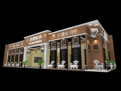 147平米展臺(tái)設(shè)計(jì)制作：二面開口/現(xiàn)代/木質(zhì)結(jié)構(gòu)/黃色，為家具展展商而作（免費(fèi)使用）