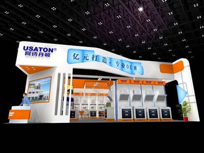 108平米展臺設(shè)計制作：二面開口/現(xiàn)代/木質(zhì)結(jié)構(gòu)/白色，為家電展展商而作（免費使用）