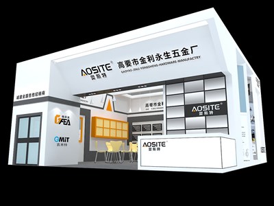 81平米展臺設計制作：一面開口/現(xiàn)代/木質結構/白色，為五金展展商而作（免費使用）