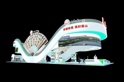 574平米展臺設(shè)計(jì)制作：四面開口/現(xiàn)代/木質(zhì)結(jié)構(gòu)/綠色，為文博會展商而作（免費(fèi)使用）