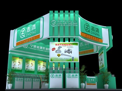 36平米展臺(tái)設(shè)計(jì)制作：三面開口/現(xiàn)代/木質(zhì)結(jié)構(gòu)/綠色，為五金展展商而作（免費(fèi)使用）