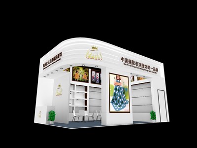 54平米展臺設計制作：二面開口/現(xiàn)代/木質(zhì)結(jié)構(gòu)/白色，為嬰幼展展商而作（免費使用）