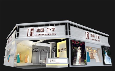 156平米展臺(tái)設(shè)計(jì)制作：二面開口/現(xiàn)代/木質(zhì)結(jié)構(gòu)/白色，為婚博會(huì)展商而作（免費(fèi)使用）