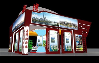 50.4平米展臺(tái)設(shè)計(jì)制作：三面開口/中式/木質(zhì)結(jié)構(gòu)/咖啡色，為文博會(huì)展商而作（免費(fèi)使用）