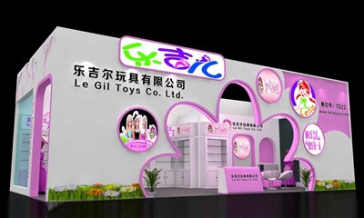 72平米展臺設計制作：二面開口/卡通/木質結構/粉色，為玩具展展商而作（免費使用）