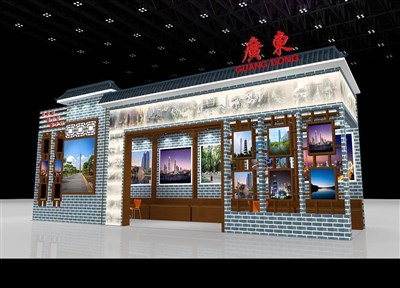 34.5平米展臺(tái)設(shè)計(jì)制作：三面開口/中式/木質(zhì)結(jié)構(gòu)/灰色，為文博會(huì)展商而作（免費(fèi)使用）