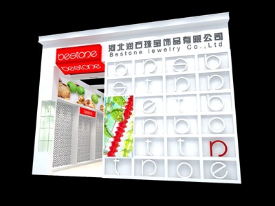 36平米展臺設計制作：一面開口/現(xiàn)代/木質(zhì)結(jié)構/白色，為珠寶展展商而作（免費使用）