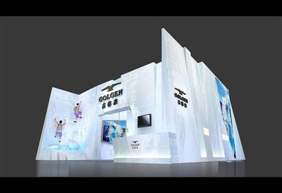 144平米展臺設計制作：一面開口/現(xiàn)代/木質(zhì)結構/白色，為鐘表展展商而作（免費使用）