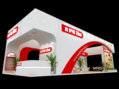 90平米展臺(tái)設(shè)計(jì)制作：四面開口/現(xiàn)代/木質(zhì)結(jié)構(gòu)/白色，為文具圖書展展商而作（免費(fèi)使用）