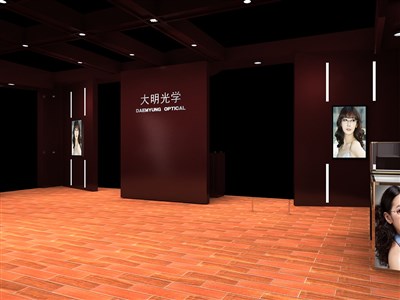 120平米展臺(tái)設(shè)計(jì)制作：二面開口/現(xiàn)代/木質(zhì)結(jié)構(gòu)/咖啡色，為眼鏡展展商而作（免費(fèi)使用）