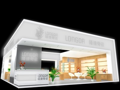 120平米展臺(tái)設(shè)計(jì)制作：一面開(kāi)口/現(xiàn)代/木質(zhì)結(jié)構(gòu)/白色，為日用品展展商而作（免費(fèi)使用）