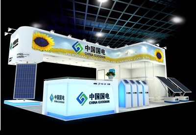 54平米展臺設(shè)計(jì)制作：三面開口/現(xiàn)代/木質(zhì)結(jié)構(gòu)/白色，為光伏展展商而作（免費(fèi)使用）