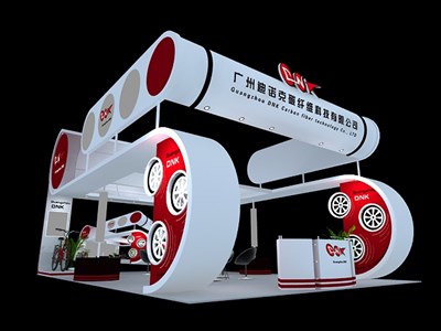54平米展臺設計制作：四面開口/歐式/型材結構/白色，為單/摩托車展商而作（免費使用）