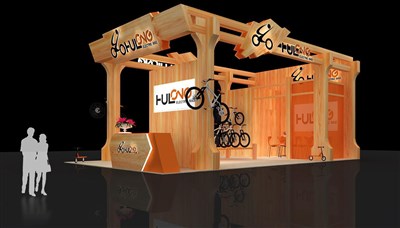 54平米展臺(tái)設(shè)計(jì)制作：二面開(kāi)口/田園/木質(zhì)結(jié)構(gòu)/咖啡色，為單/摩托車展商而作（免費(fèi)使用）