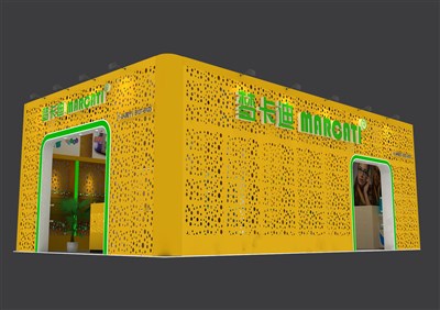 60平米展臺設(shè)計制作：三面開口/前衛(wèi)/型材結(jié)構(gòu)/黃色，為眼鏡展展商而作（免費使用）