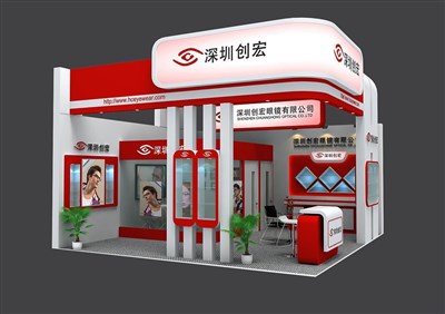 36平米展臺設計制作：二面開口/現代/木質結構/白色，為眼鏡展展商而作（免費使用）