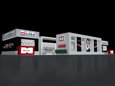 144平米展臺(tái)設(shè)計(jì)制作：二面開口/前衛(wèi)/木質(zhì)結(jié)構(gòu)/灰色，為眼鏡展展商而作（免費(fèi)使用）