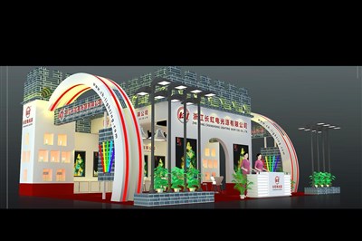 108平米展臺設計制作：三面開口/前衛(wèi)/木質(zhì)結構/米色，為照明展展商而作（免費使用）