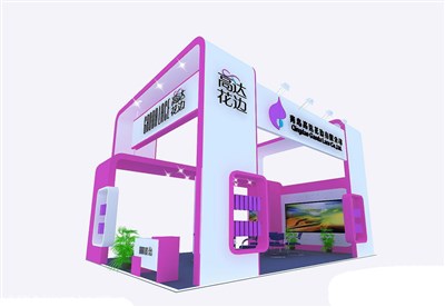 54平米展臺(tái)設(shè)計(jì)制作：三面開口/現(xiàn)代/木質(zhì)結(jié)構(gòu)/紅色，為服裝展展商而作（免費(fèi)使用）