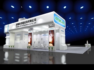 225平米展臺設計制作：四面開口/現(xiàn)代/木質結構/白色，為照明展展商而作（免費使用）
