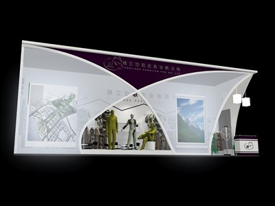 36平米展臺設(shè)計(jì)制作：二面開口/前衛(wèi)/型材結(jié)構(gòu)/白色，為服裝展展商而作（免費(fèi)使用）
