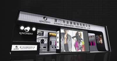 97.5平米展臺設計制作：一面開口/現(xiàn)代/木質(zhì)結(jié)構(gòu)/黑色，為服裝展展商而作（免費使用）