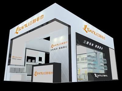 54平米展臺(tái)設(shè)計(jì)制作：二面開口/現(xiàn)代/木質(zhì)結(jié)構(gòu)/白色，為紡織展展商而作（免費(fèi)使用）