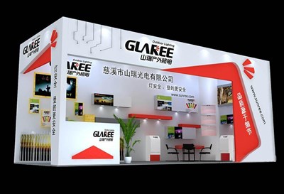 24平米展臺設(shè)計制作：一面開口/前衛(wèi)/木質(zhì)結(jié)構(gòu)/白色，為照明展展商而作（免費(fèi)使用）