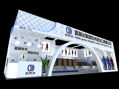 98平米展臺設(shè)計(jì)制作：一面開口/前衛(wèi)/木質(zhì)結(jié)構(gòu)/白色，為紡織展展商而作（免費(fèi)使用）