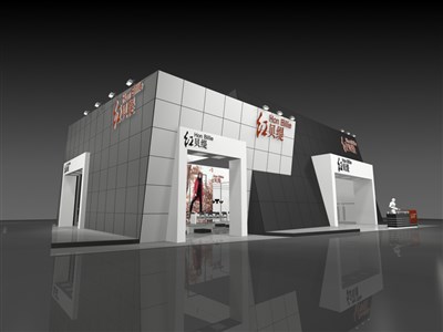 315平米展臺設計制作：三面開口/現(xiàn)代/木質(zhì)結(jié)構(gòu)/灰色，為服裝展展商而作（免費使用）