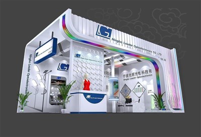 54平米展臺設計制作：二面開口/現(xiàn)代/木質結構/白色，為照明展展商而作（免費使用）