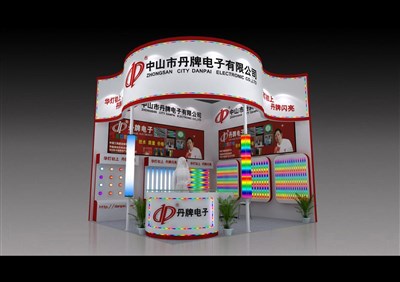 22.5平米展臺(tái)設(shè)計(jì)制作：二面開(kāi)口/現(xiàn)代/木質(zhì)結(jié)構(gòu)/紅色，為照明展展商而作（免費(fèi)使用）