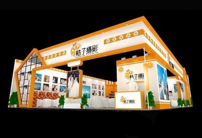 247平米展臺設計制作：二面開口/現(xiàn)代/木質結構/橙色，為婚博會展商而作（免費使用）