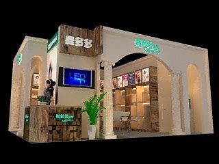 42平米展臺(tái)設(shè)計(jì)制作：二面開口/歐式/木質(zhì)結(jié)構(gòu)/米色，為婚博會(huì)展商而作（免費(fèi)使用）