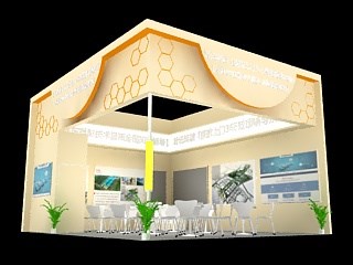 42平米展臺(tái)設(shè)計(jì)制作：二面開口/現(xiàn)代/木質(zhì)結(jié)構(gòu)/米色，為婚博會(huì)展商而作（免費(fèi)使用）