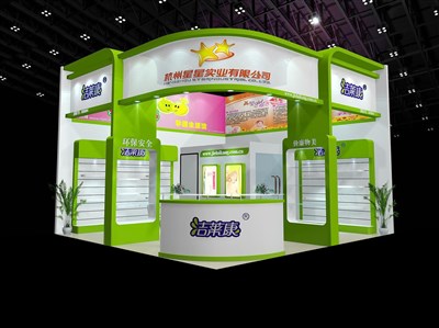 36平米展臺設(shè)計制作：二面開口/現(xiàn)代/木質(zhì)結(jié)構(gòu)/綠色，為嬰幼展展商而作（免費(fèi)使用）