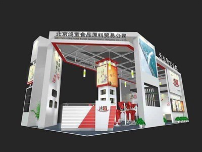 72平米展臺設計制作：三面開口/現(xiàn)代/木質(zhì)結(jié)構(gòu)/白色，為食品展展商而作（免費使用）